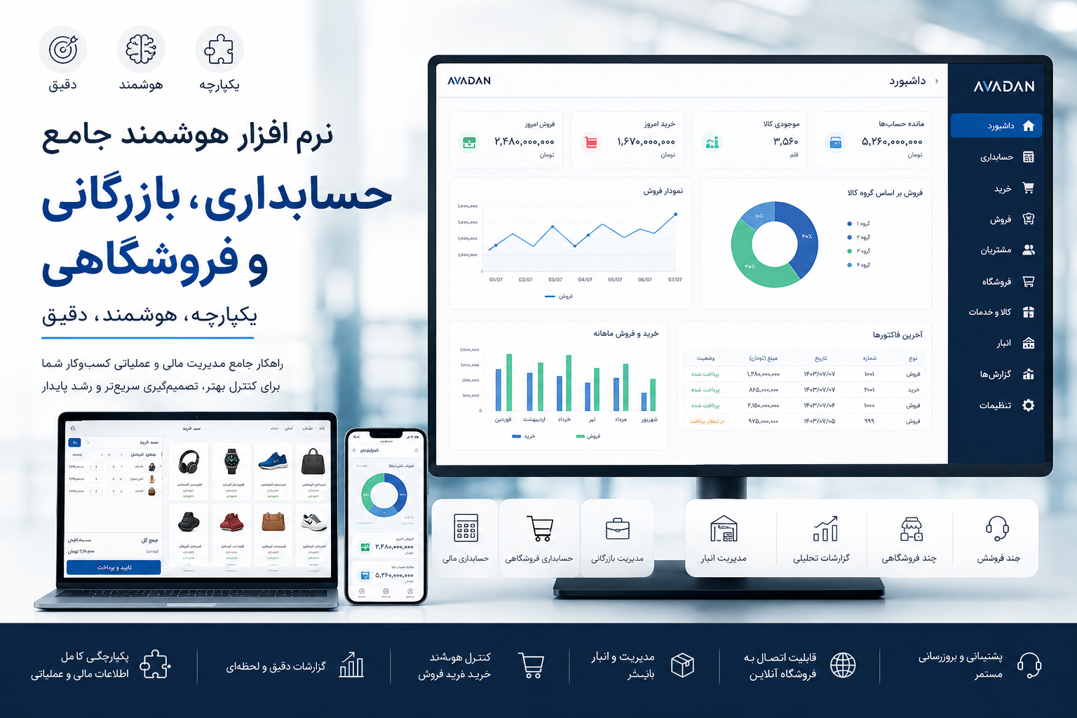برنامه حسابداری جامع بازرگانی و فروشگاهی مجهز به هوش مصنوعی